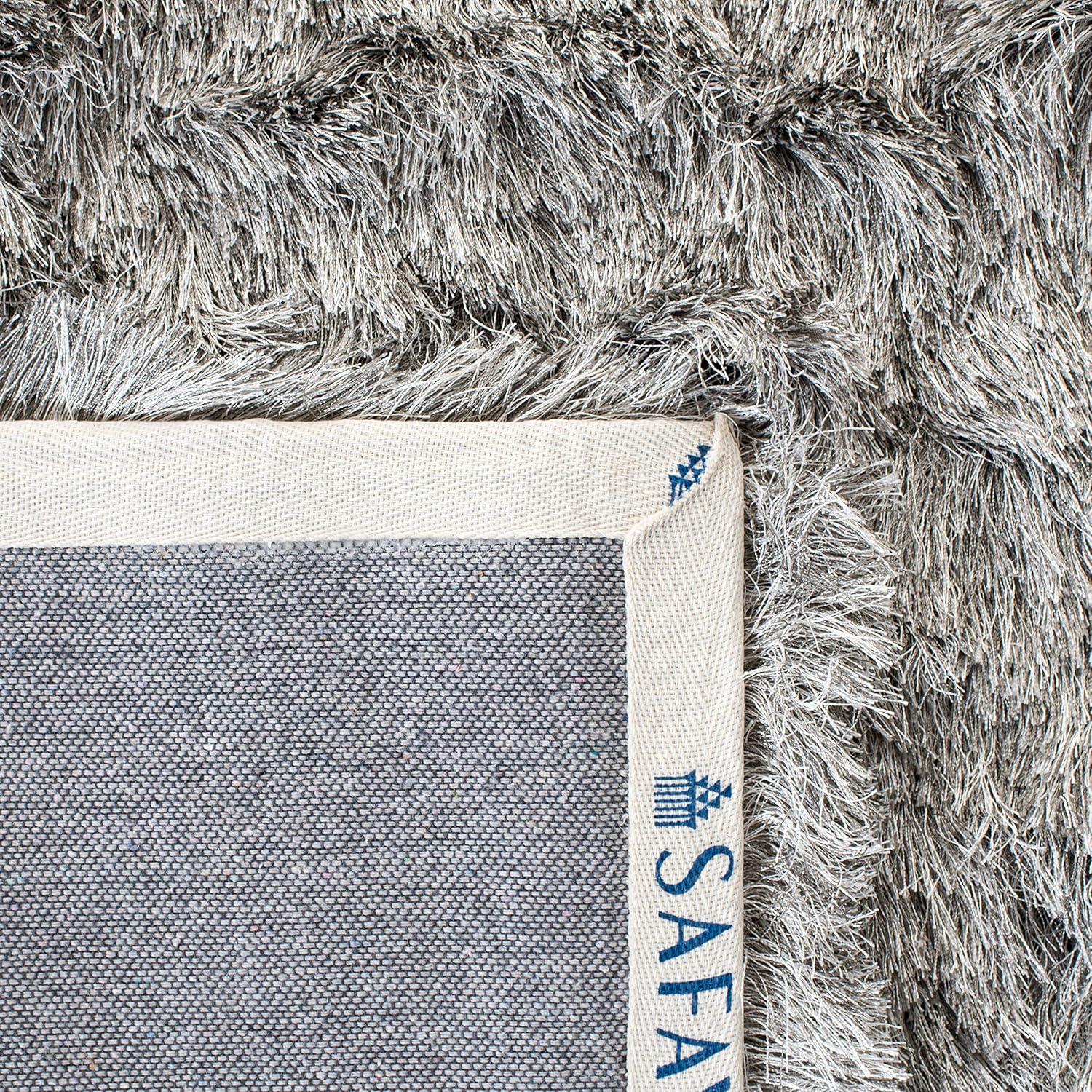 Paris Shag SG511 Hand Tufted Indoor Area Rug - Silver - 7'x7' Square - Safavieh