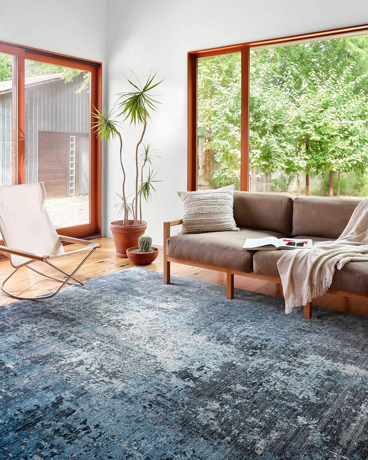 Loloi II Samra SAM-06 Charcoal / Sky Abstract Area Rug 5'-3" x 7'-9"