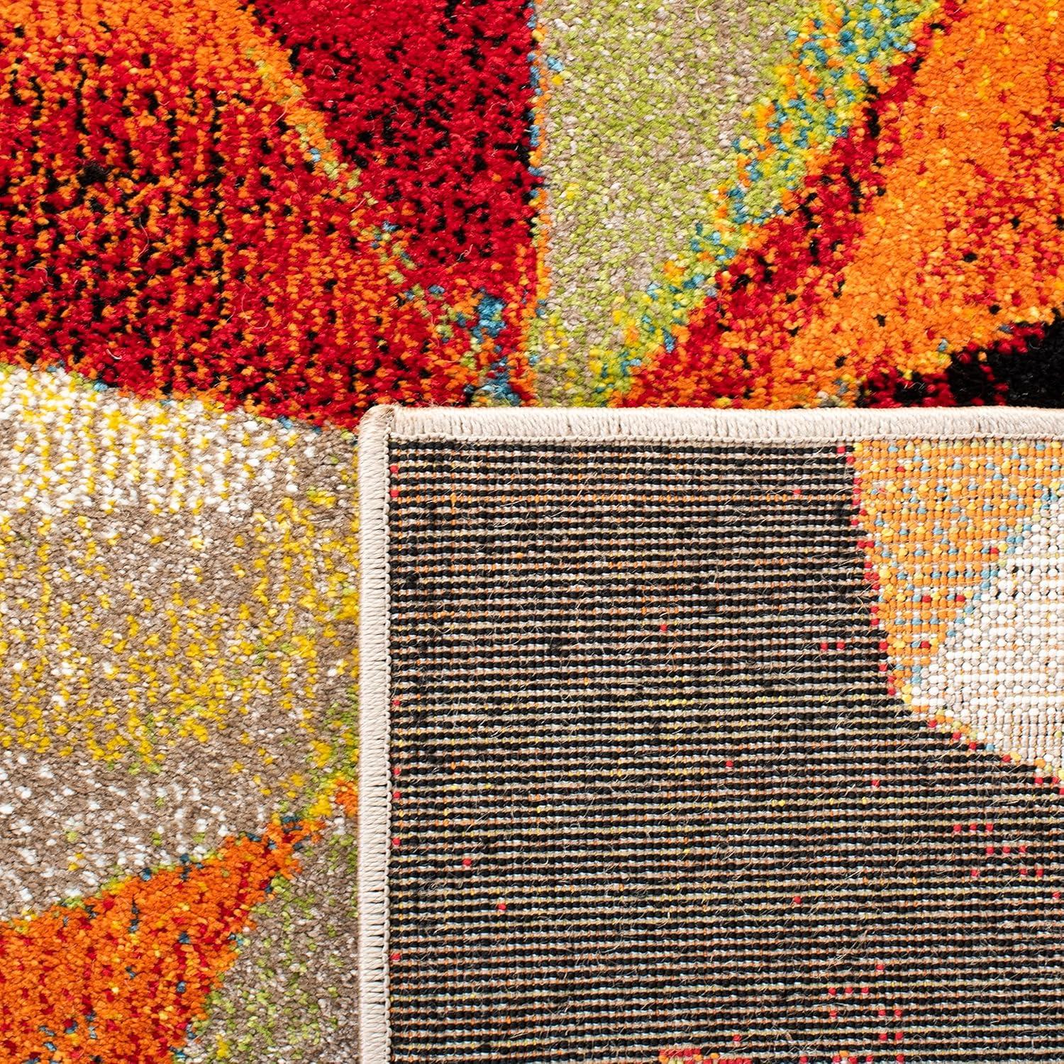 SAFAVIEH Porcello Karenza Geometric Area Rug, Orange/Red, 6'7" x 6'7" Square