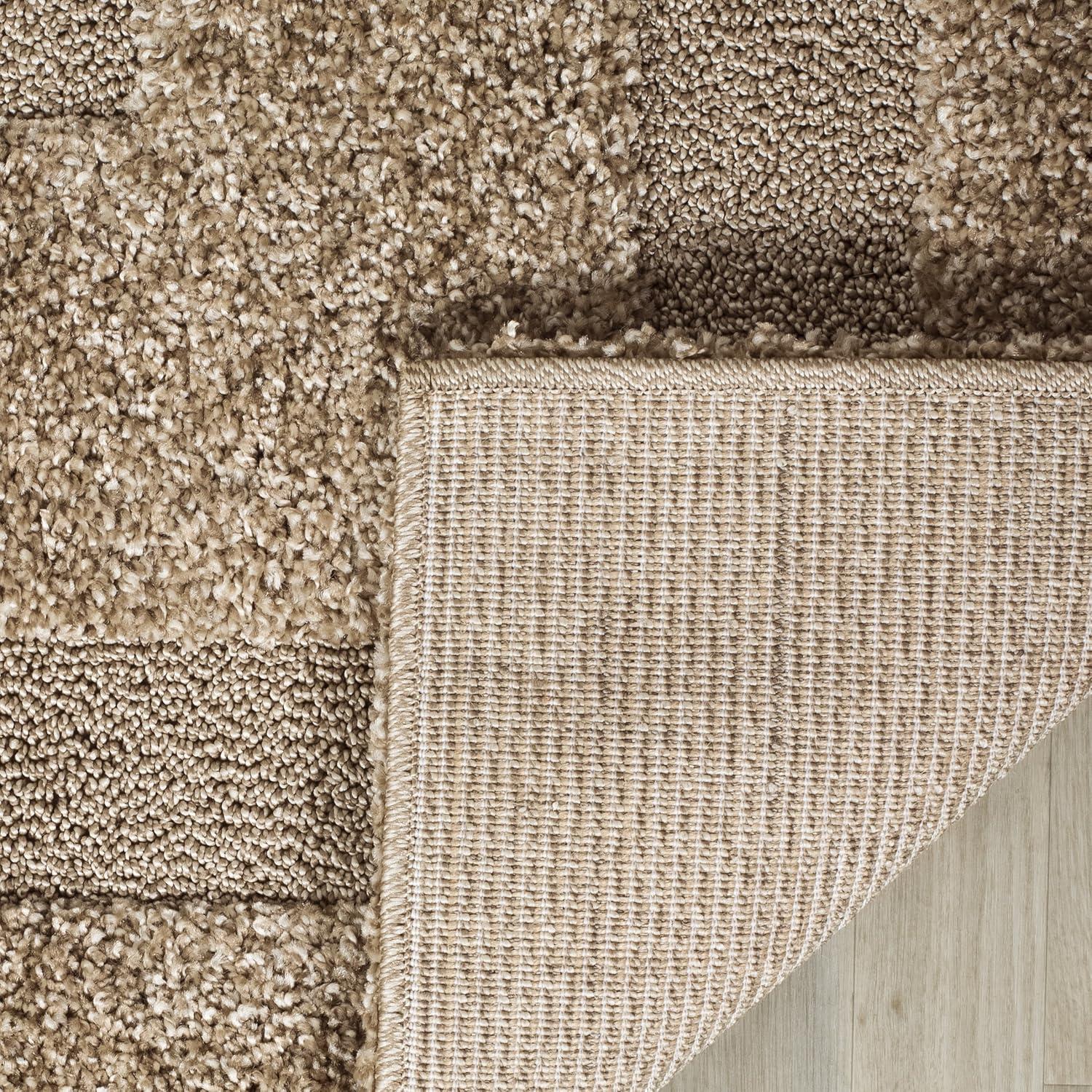 SAFAVIEH Florida Mason Bordered Shag Area Rug, Beige, 8'6" x 12'