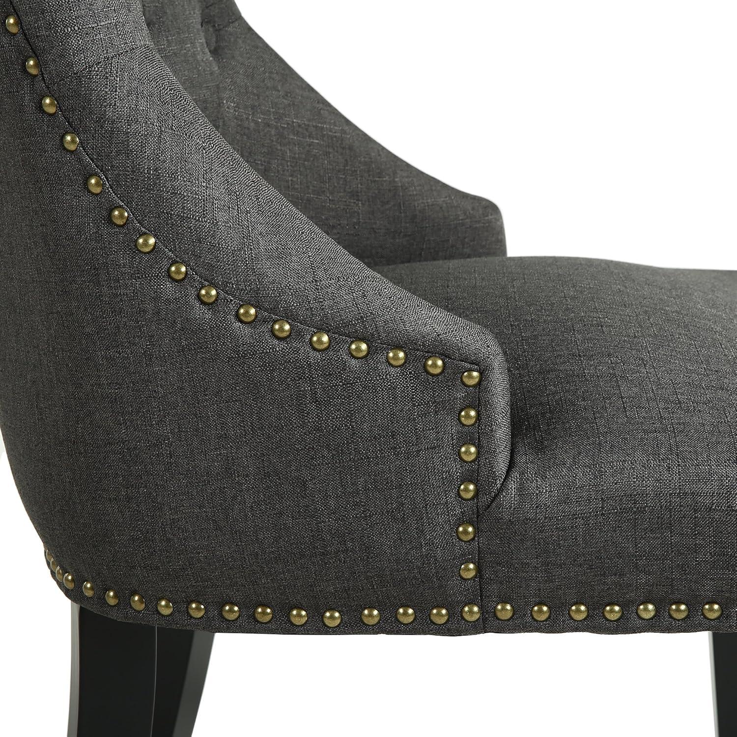 Xayoca Dining Chairs Set of 2,Upholstered Velvet Dining Room Chairs with Button-Tufted Decoration,Modern Kitchen Chairs with Nailhead Solid Wood Legs for Kitchen/Bedroom/Dining Room（Beige）