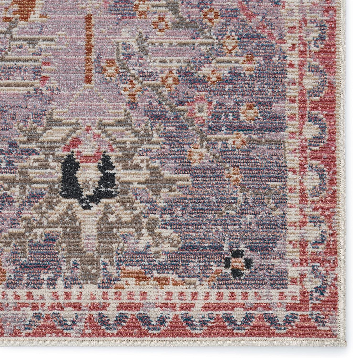 2'6"x4' Elva Indoor/Outdoor Oriental Area Rug Purple/Gold - Jaipur Living: Mid-Century Modern Floral, Weather-Resistant