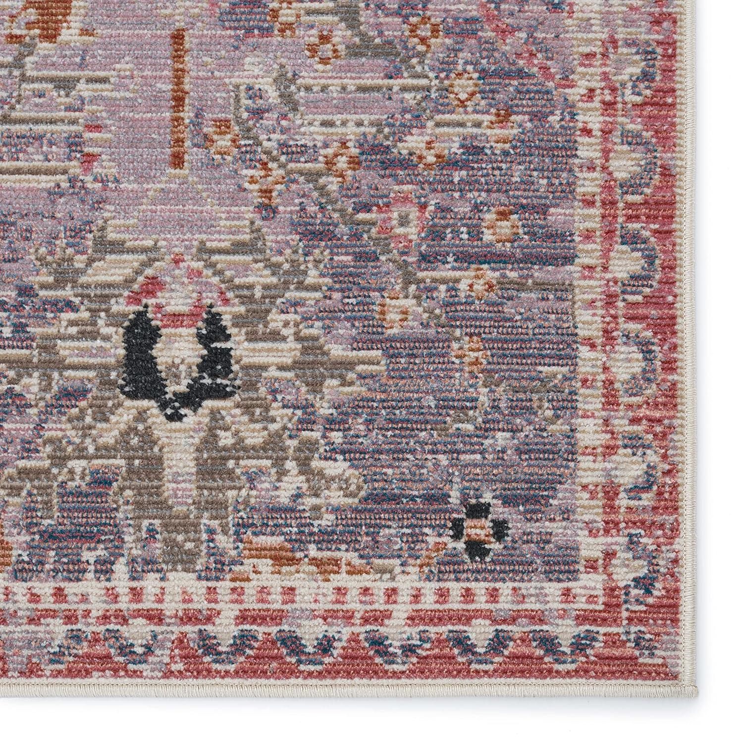 2'6"x4' Elva Indoor/Outdoor Oriental Area Rug Purple/Gold - Jaipur Living: Mid-Century Modern Floral, Weather-Resistant
