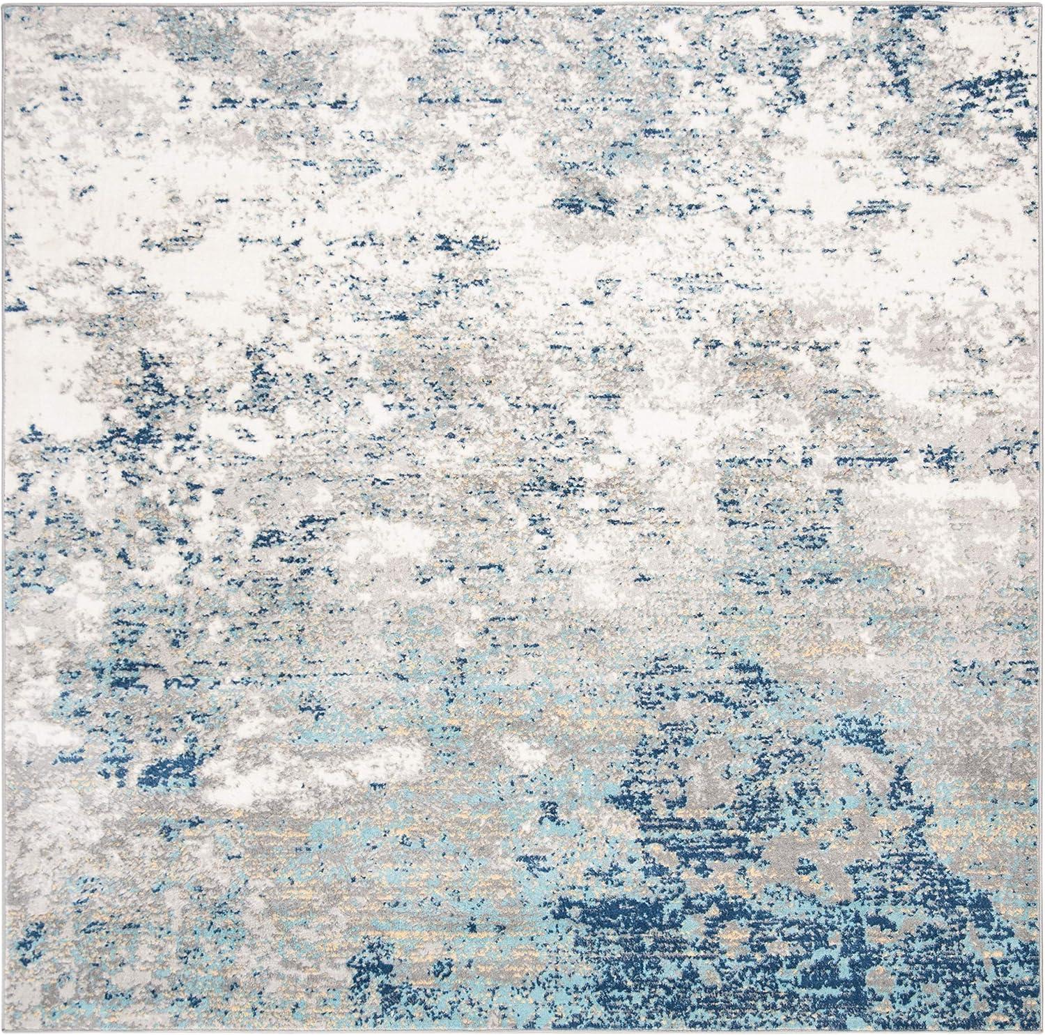 Brentwood BNT822 Power Loomed Area Rug - Light Grey/Blue - 3'x3' - Safavieh.