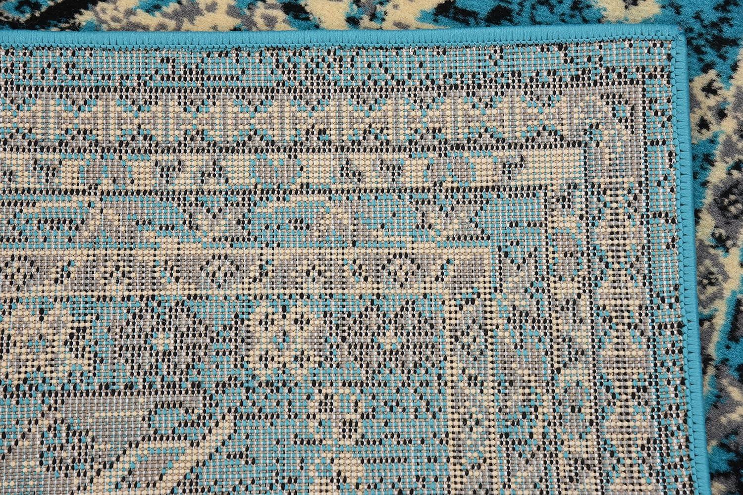 Unique Loom 2' 7 x 10' 0 Runner Turquoise Taftan Oasis Area Rug