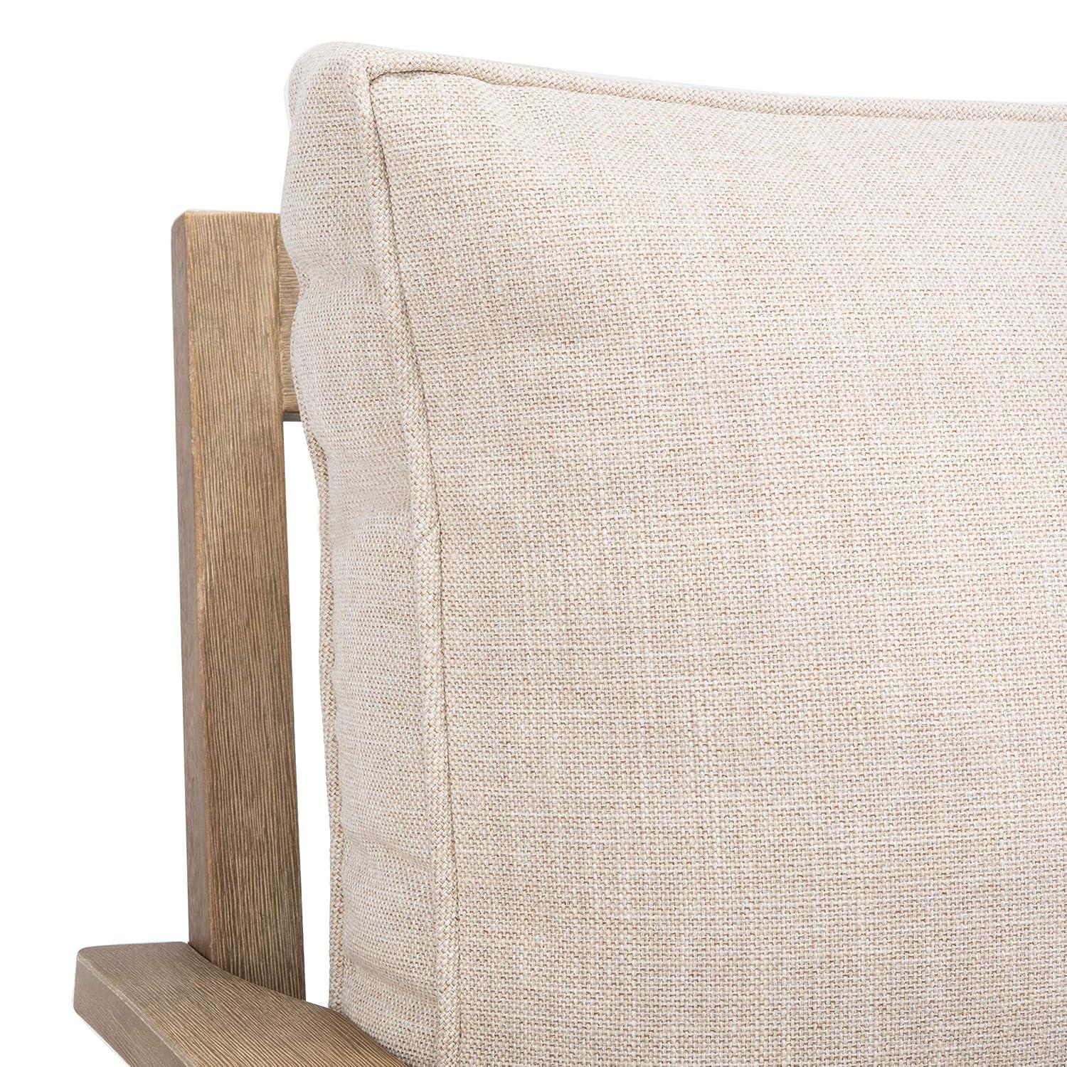 Ssafavieh Martinique Coastal Eucalyptus Wood Solid Print Armchair, Natural / Beige