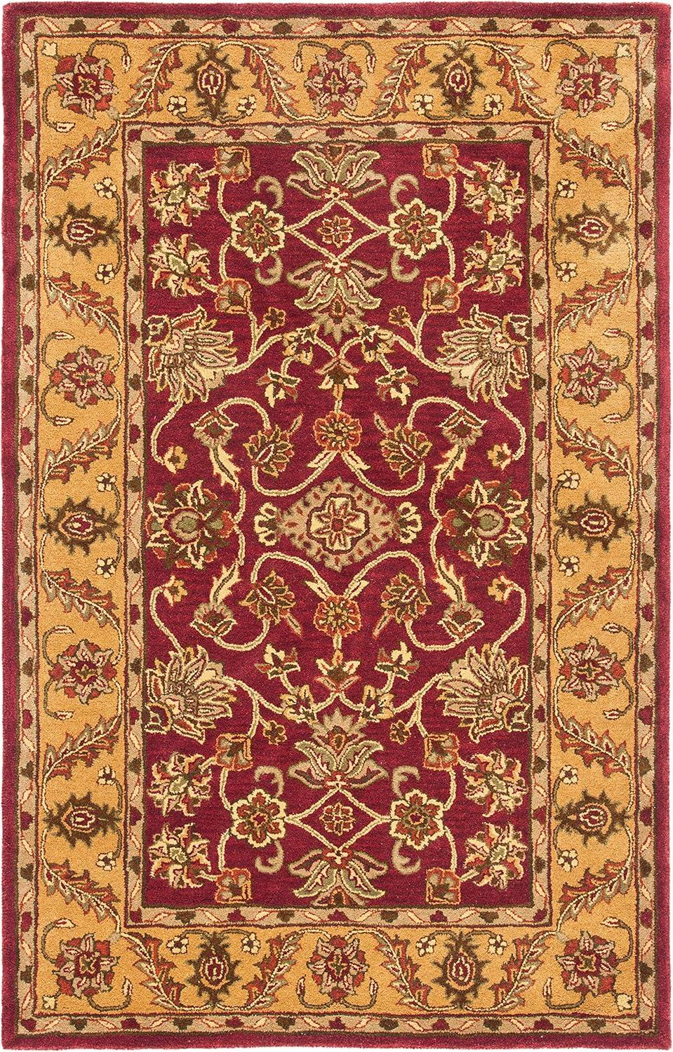 SAFAVIEH Golden Jaipur Dreda Border Wool Area Rug, Burgundy/Gold, 4' x 6'