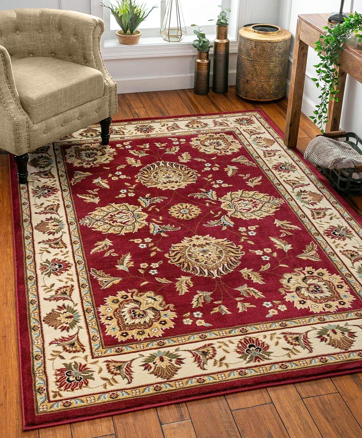 Well Woven Sultan Sarouk Oriental Persian Floral Formal Traditional Modern Classic Thick Soft Area Rug