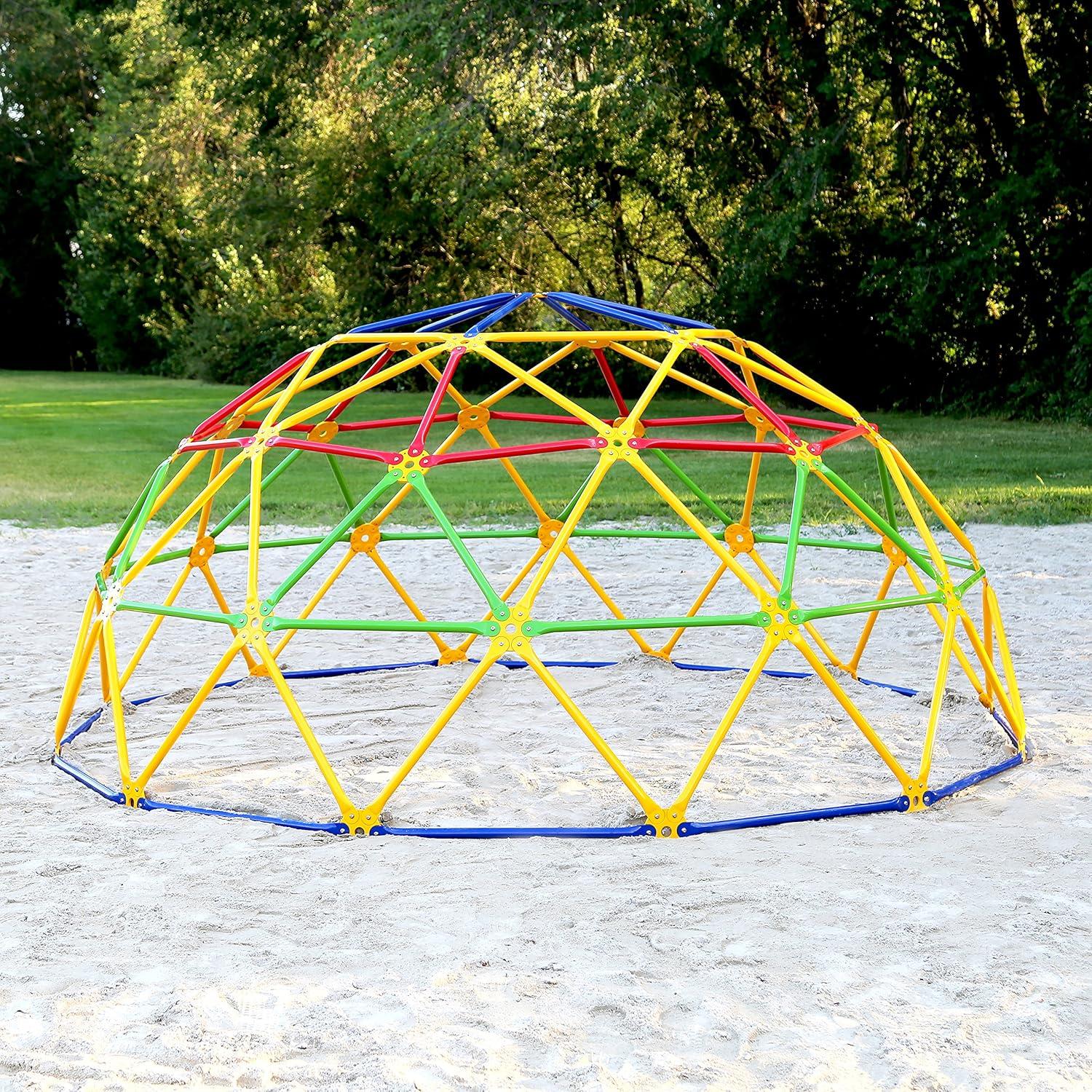 Skywalker Sports Geo Dome Climber Swing Set, Jungle Gym for Kids Outdoor Backyard with Basketball Hoop, Swing Bar