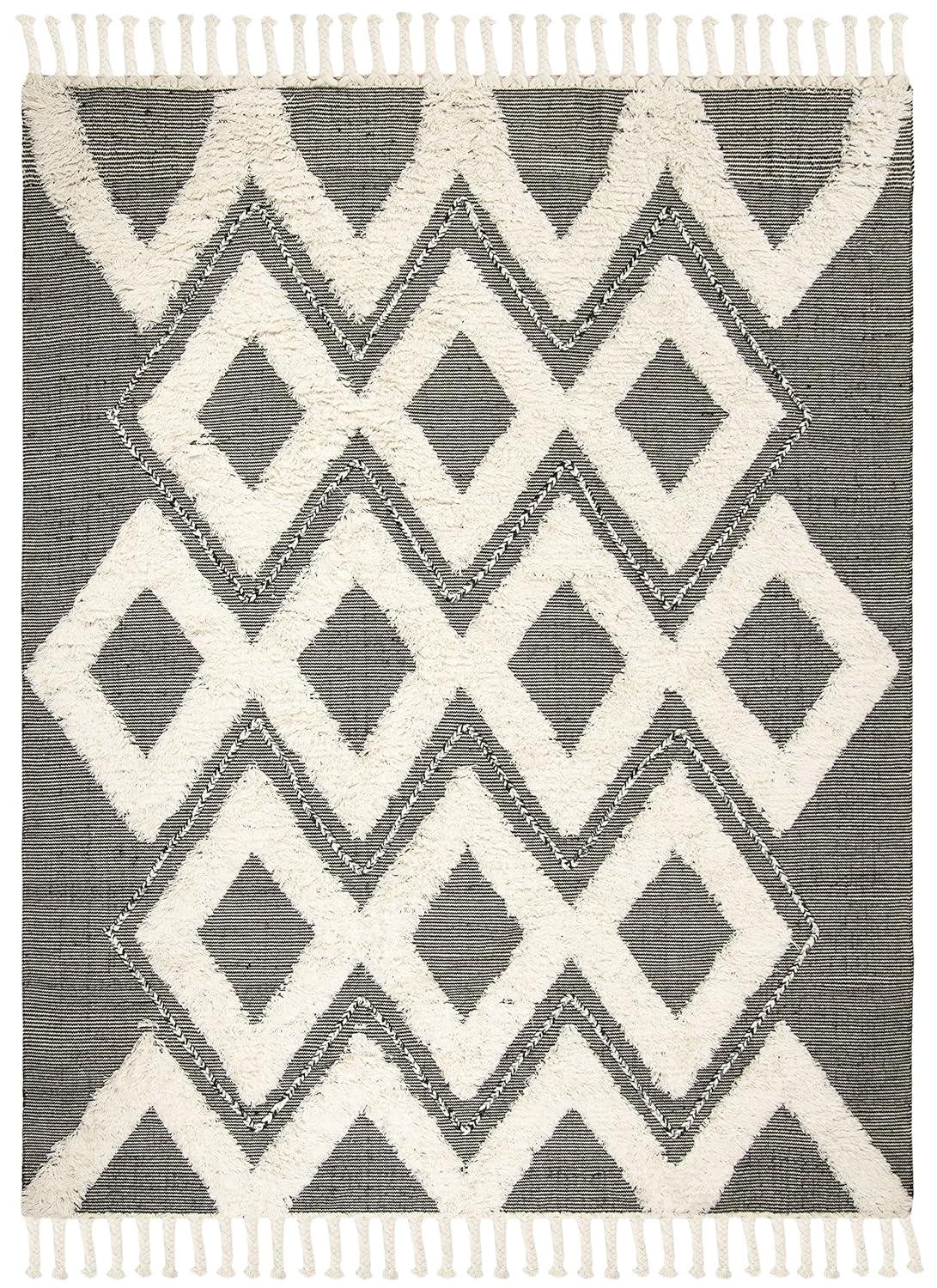 Kenya KNY903 Hand Knotted Area Rug - Black/Ivory - 8'9"x11'9" - Safavieh.