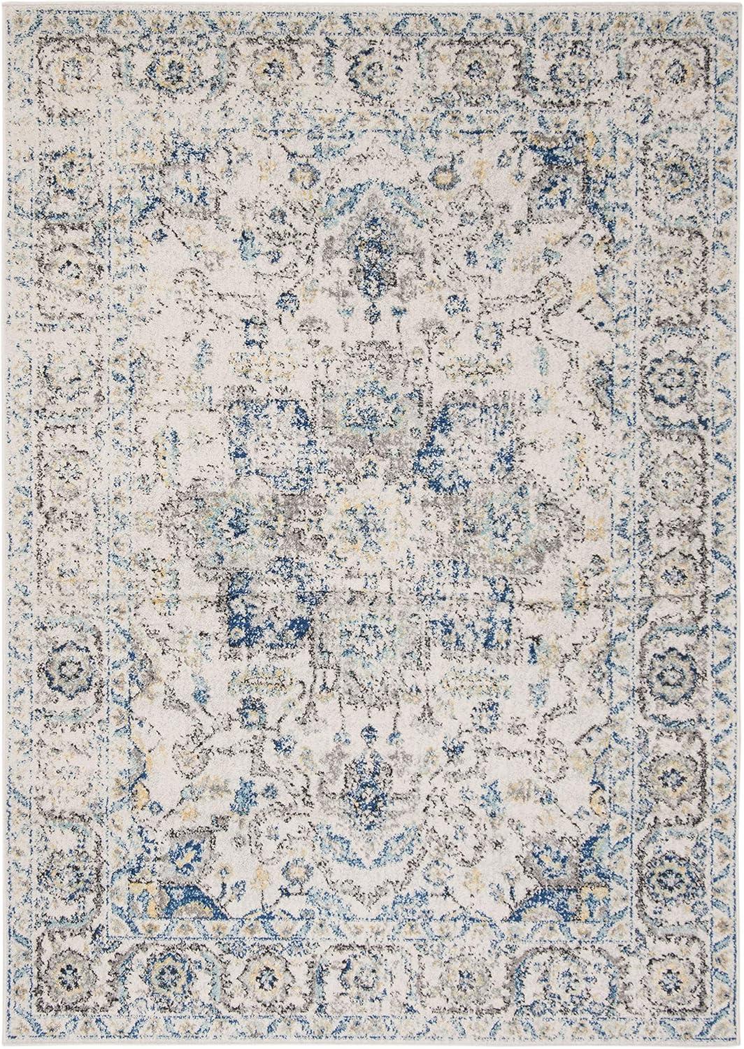 Madison Chic Grey Ivory Medallion 5'3" x 7'6" Synthetic Area Rug