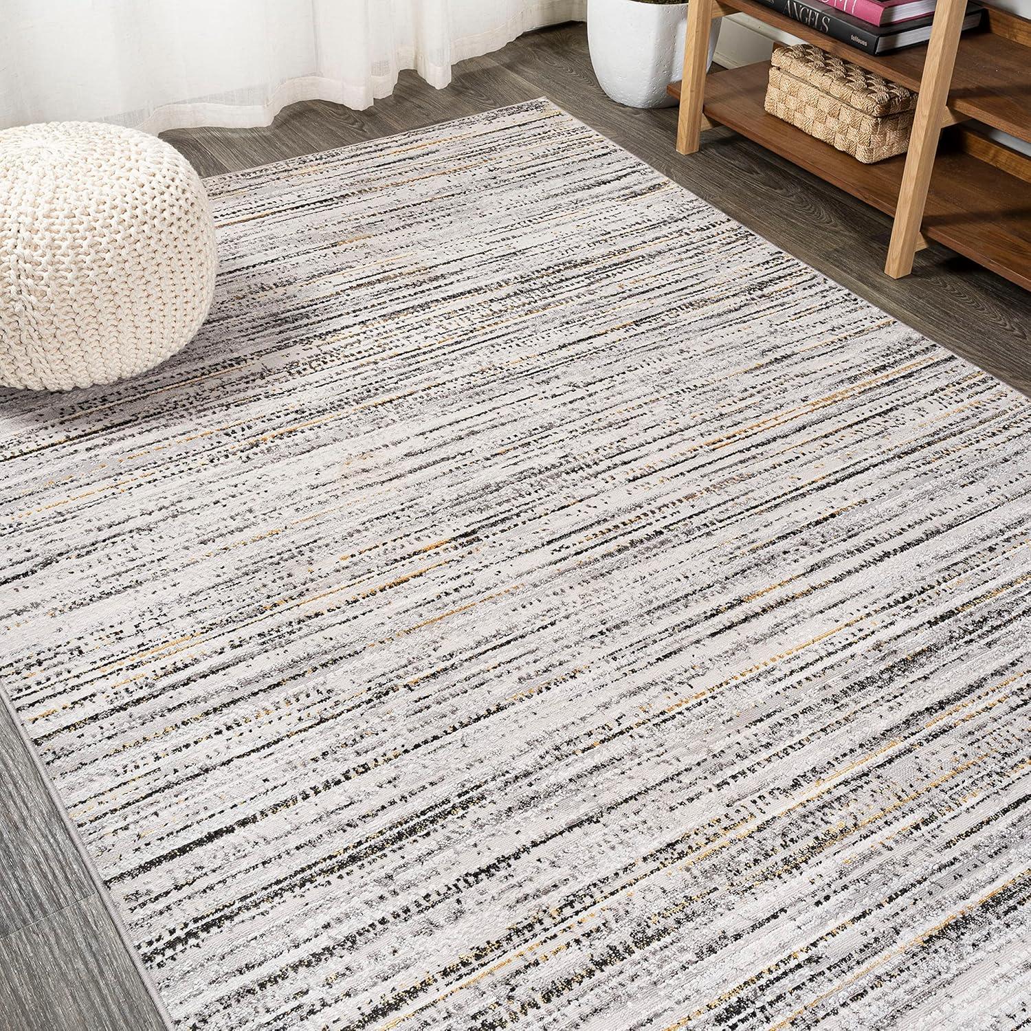 8'x10' Loom Modern Strie'  Area Rug, Gray/Black - JONATHAN Y
