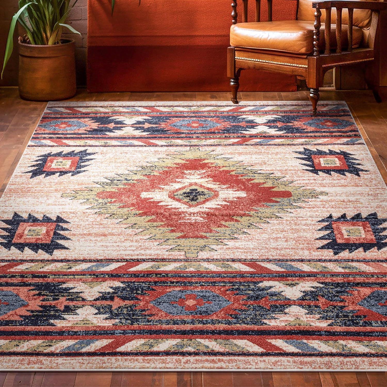 Well Woven Jamyn Lea Crimson Traditional Southwestern Tribal Red/Blue Rug