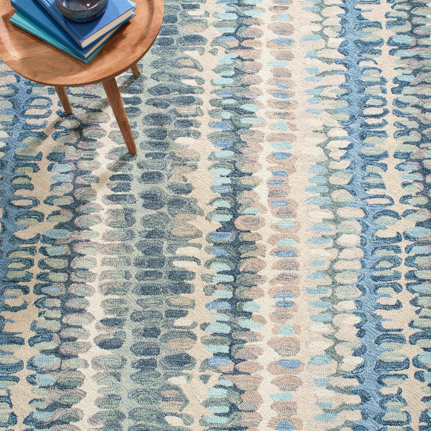 Paint Chip Abstract Hand Wool Indigo/Denim/Beige Area Rug