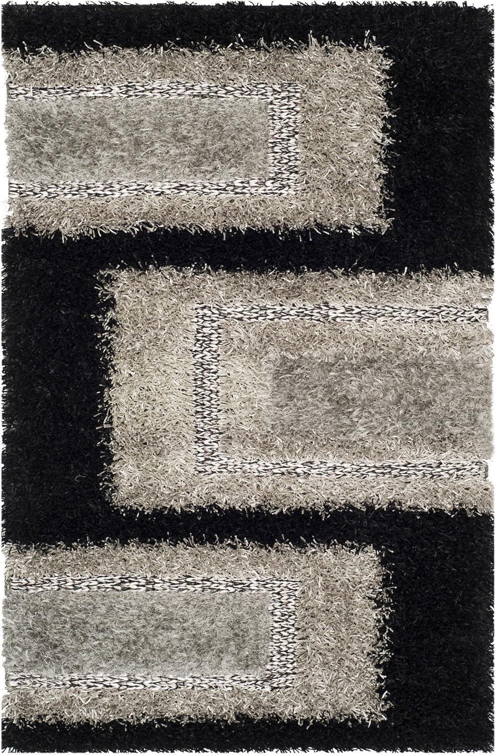 SAFAVIEH Manhattan MAN522B Handmade Black / Grey Rug