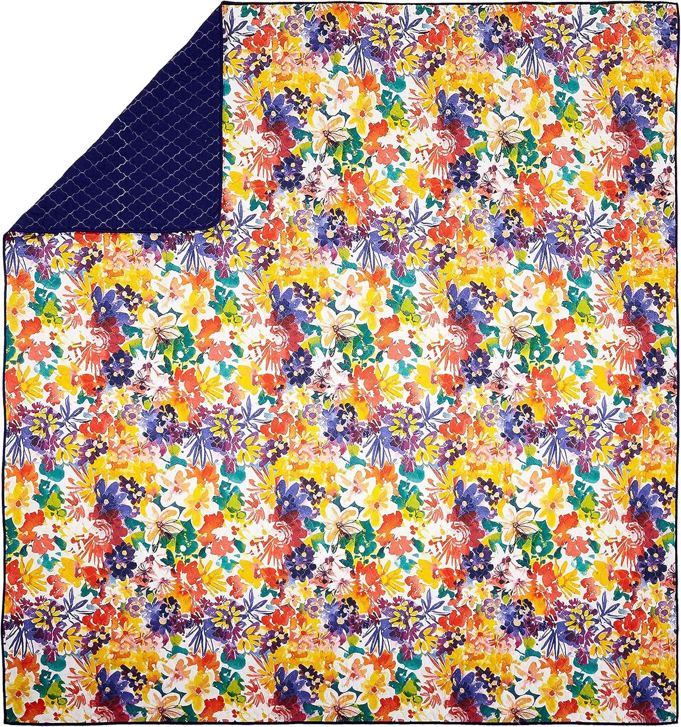 Garden in Bloom Purple Cotton Full Quilt Set