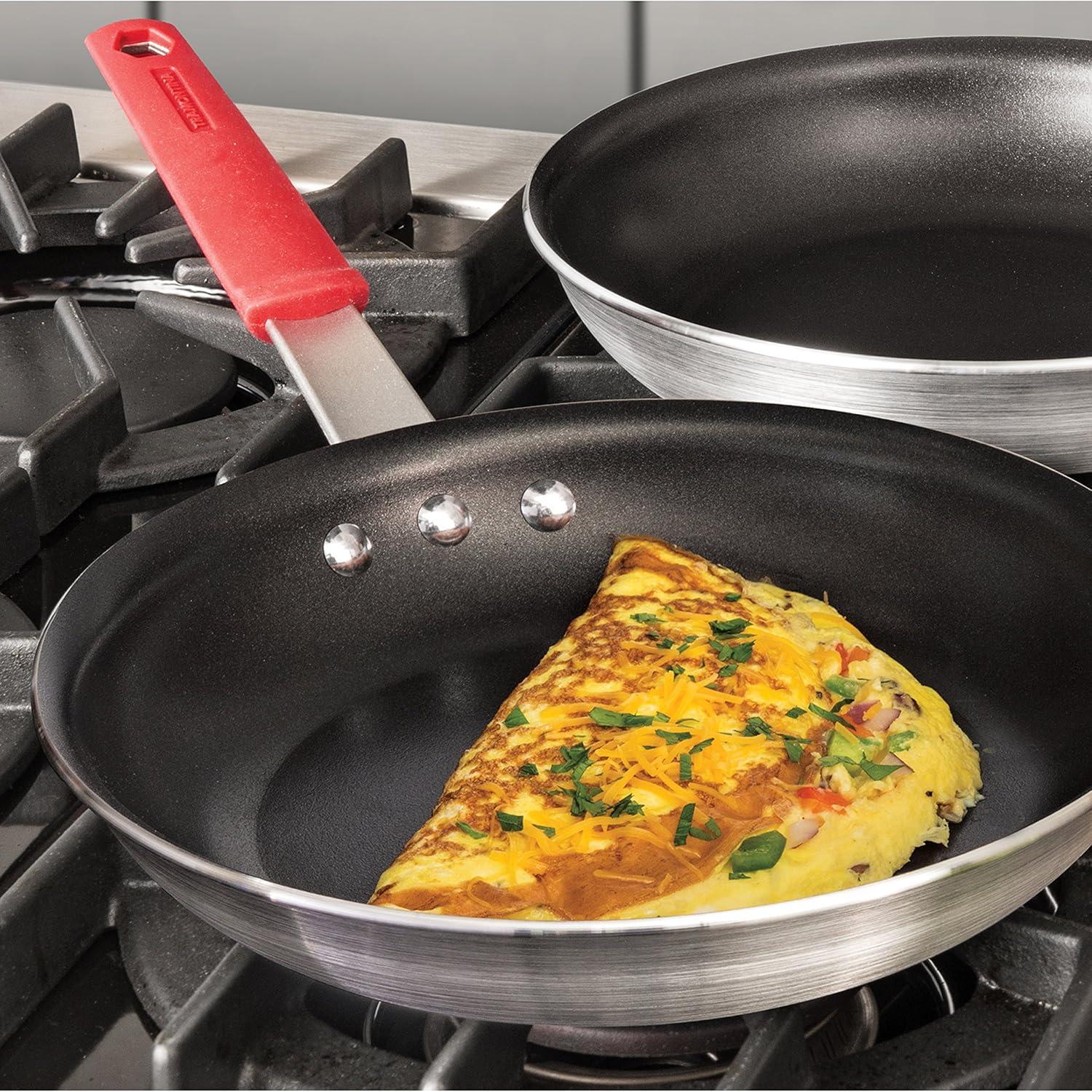 Professional 10-Inch Aluminum Nonstick Fry Pan with Red Handle