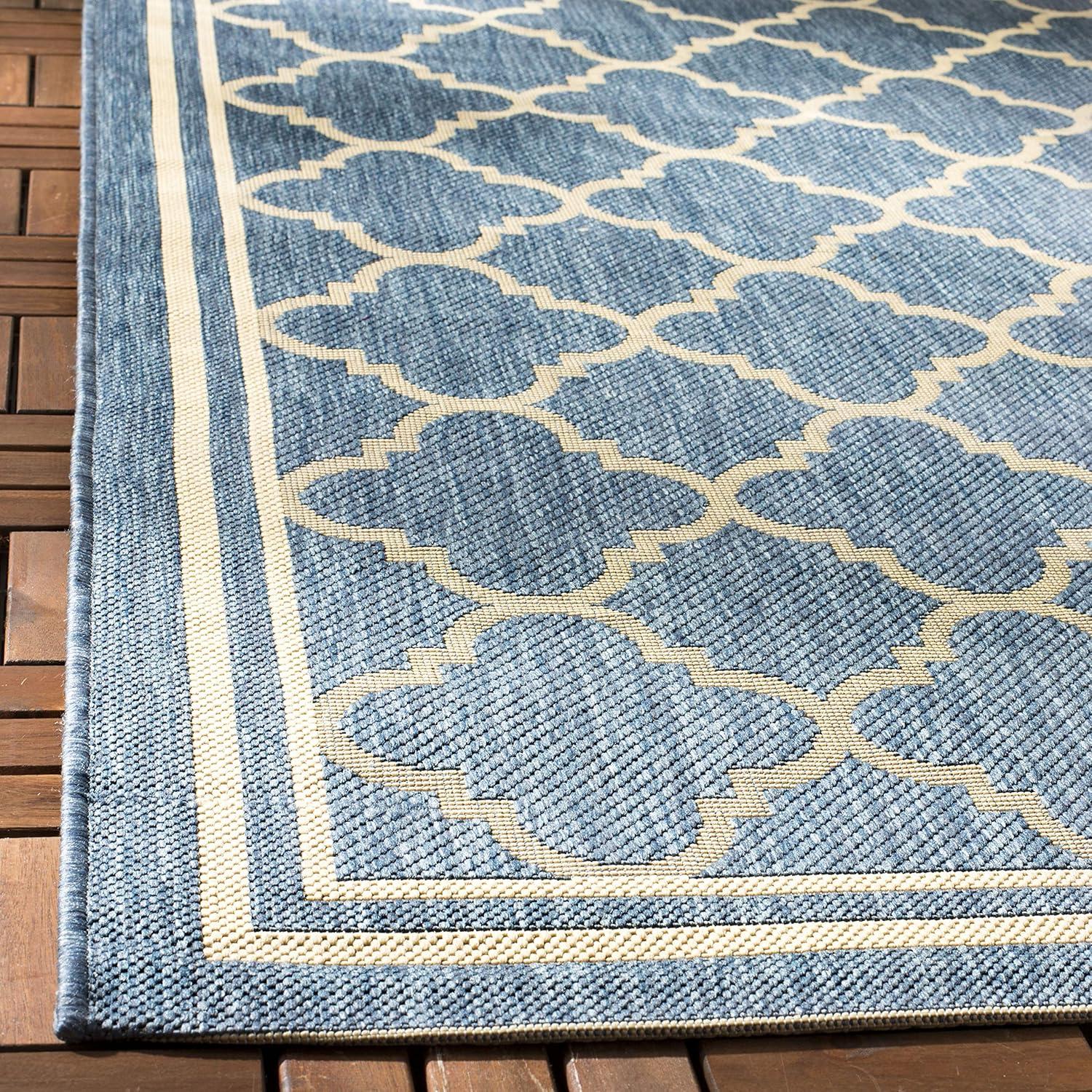 Courtyard Trellis Blue & Beige 9' x 12' Reversible Outdoor Rug