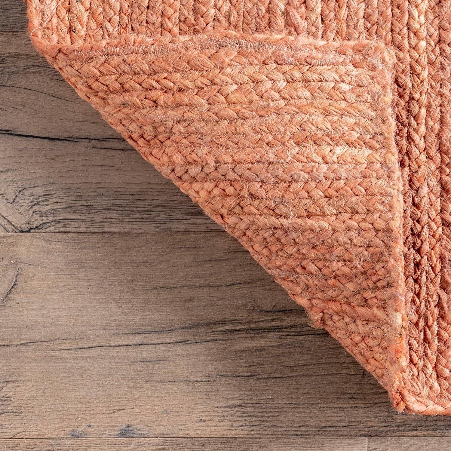 nuLOOM 8x10 Rigo Jute Hand Woven Area Rug, Peach, Solid Farmhouse Design, Natural Fiber, For Bedroom, Living Room, Dining Room, Hallway, Office, Kitchen, Entryway
