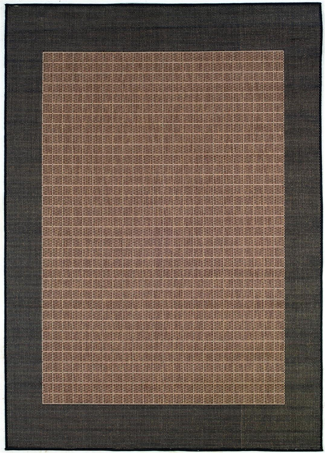 Transitional Black 5' x 8' Synthetic Indoor/Outdoor Rug