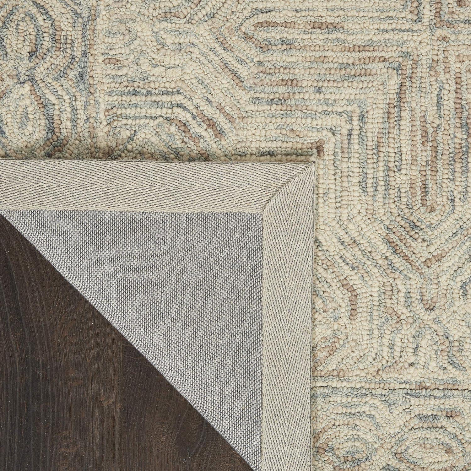 Linked Contemporary Blue and Ivory Hand-Tufted Area Rug