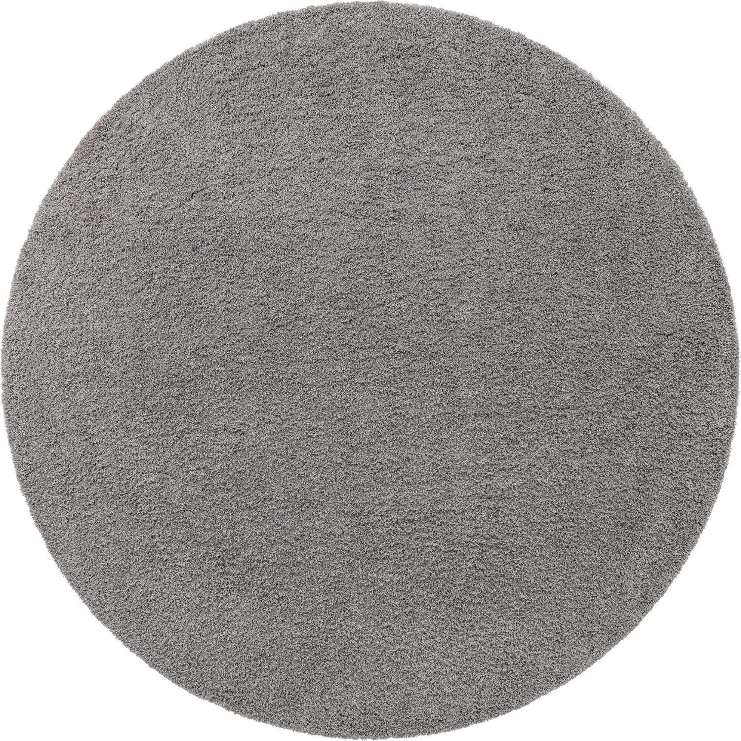 Cloud Gray Round Shag Rug, 12' 4" Synthetic