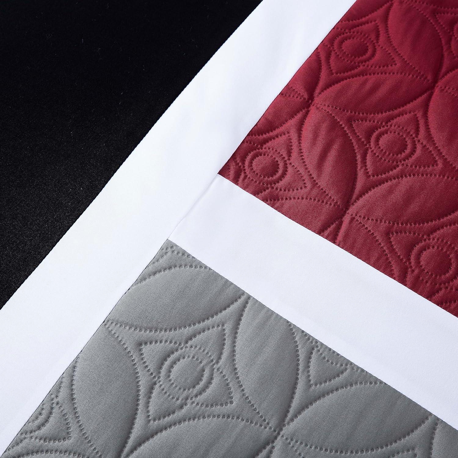 Chezmoi Collection Bernard 7-Piece King Bed in a Bag Comforter Set with Sheets, Lightweight Comforter Red Gray Black Patchwork Quilted Medallion Bedding Set for All Season