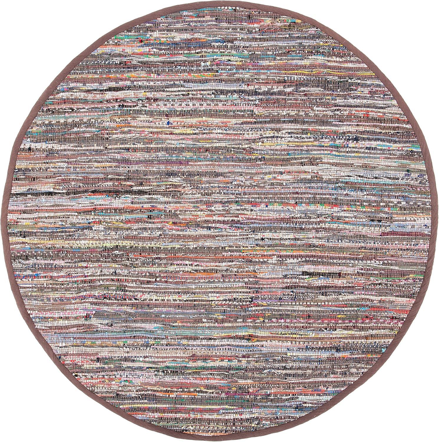 Rag Rug RAR121 Hand Woven Indoor Area Rug - Rust/Multi - 4' round - Safavieh.