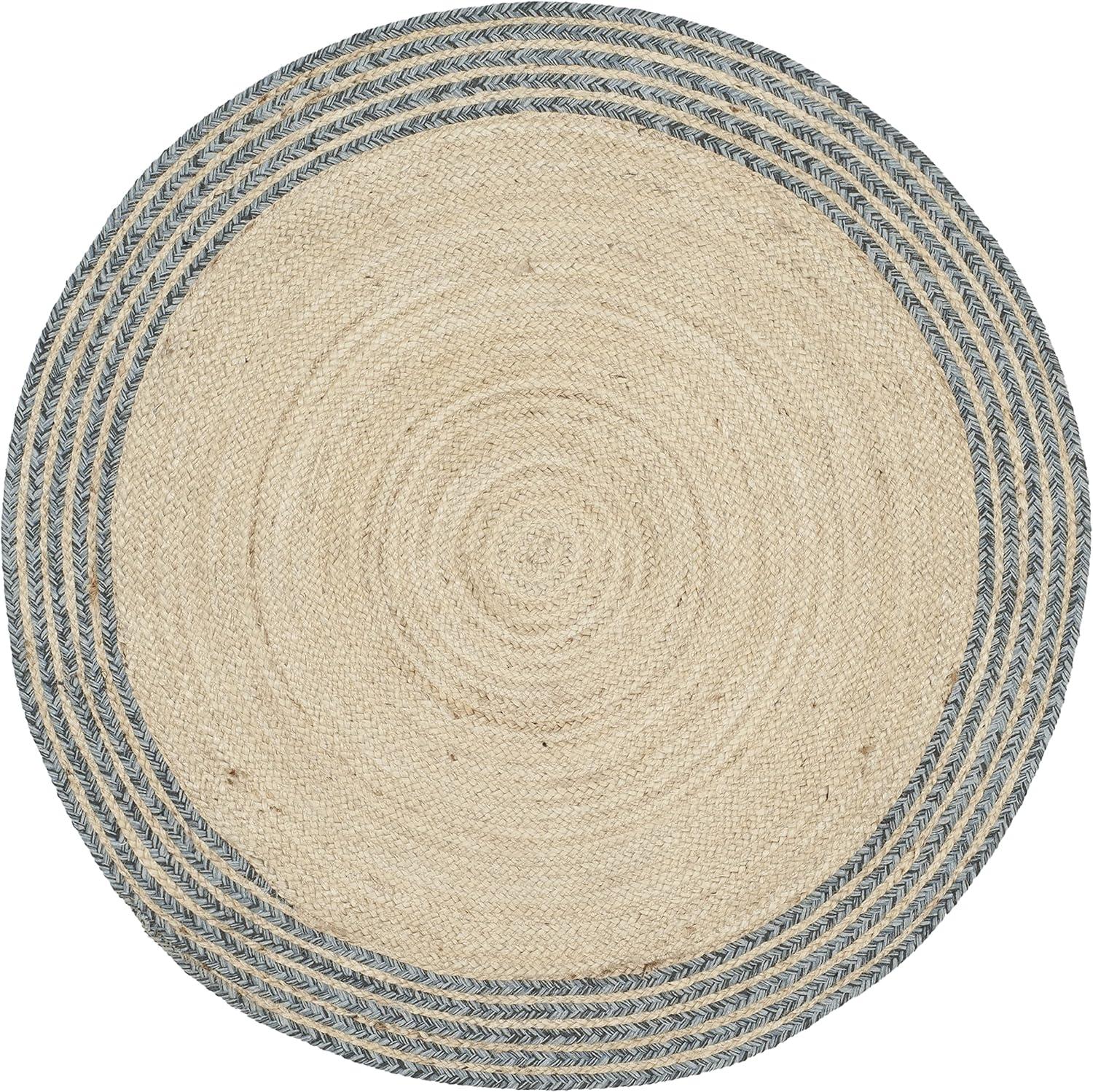 SAFAVIEH Cape Cod Charmaine Geometric Area Rug, Ivory/Blue, 10' x 10' Round