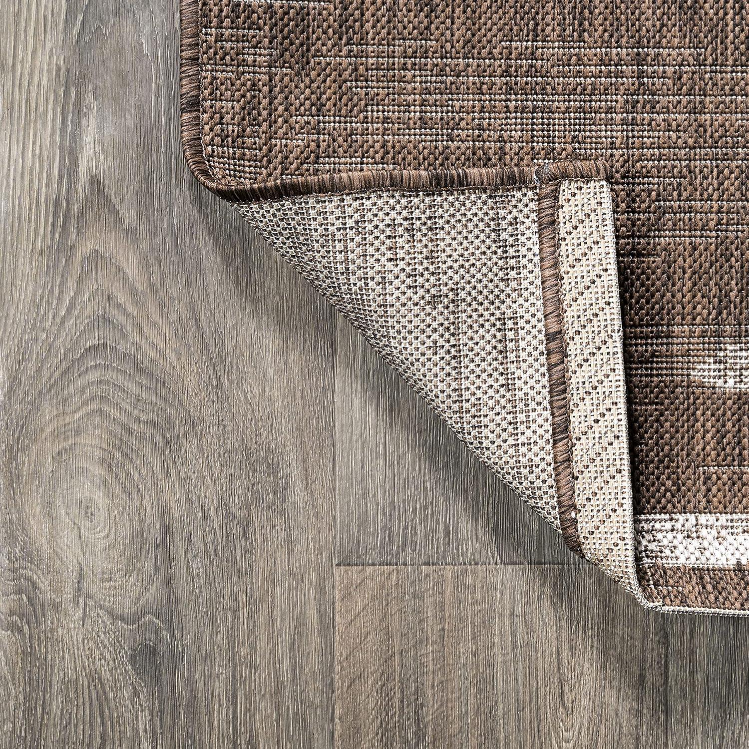 8'x10' Zolak Berber Stripe Geometric Indoor/Outdoor Area Rug, Brown/Beige - JONATHAN Y