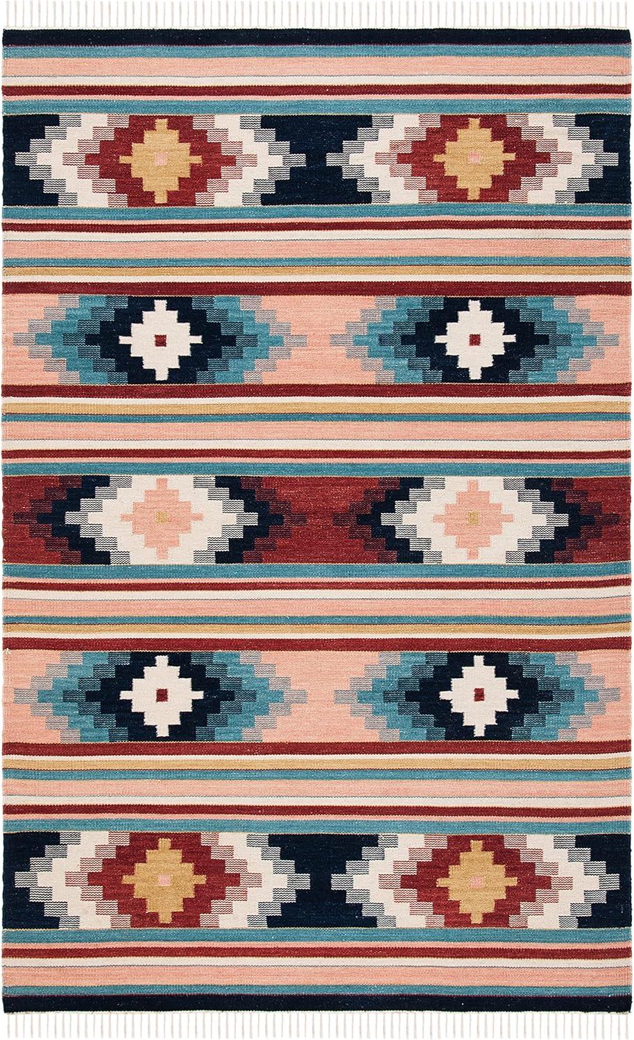 Kilim KLM713 Hand Woven Area Rug - Light Pink/Blue - 4'x6' - Safavieh.