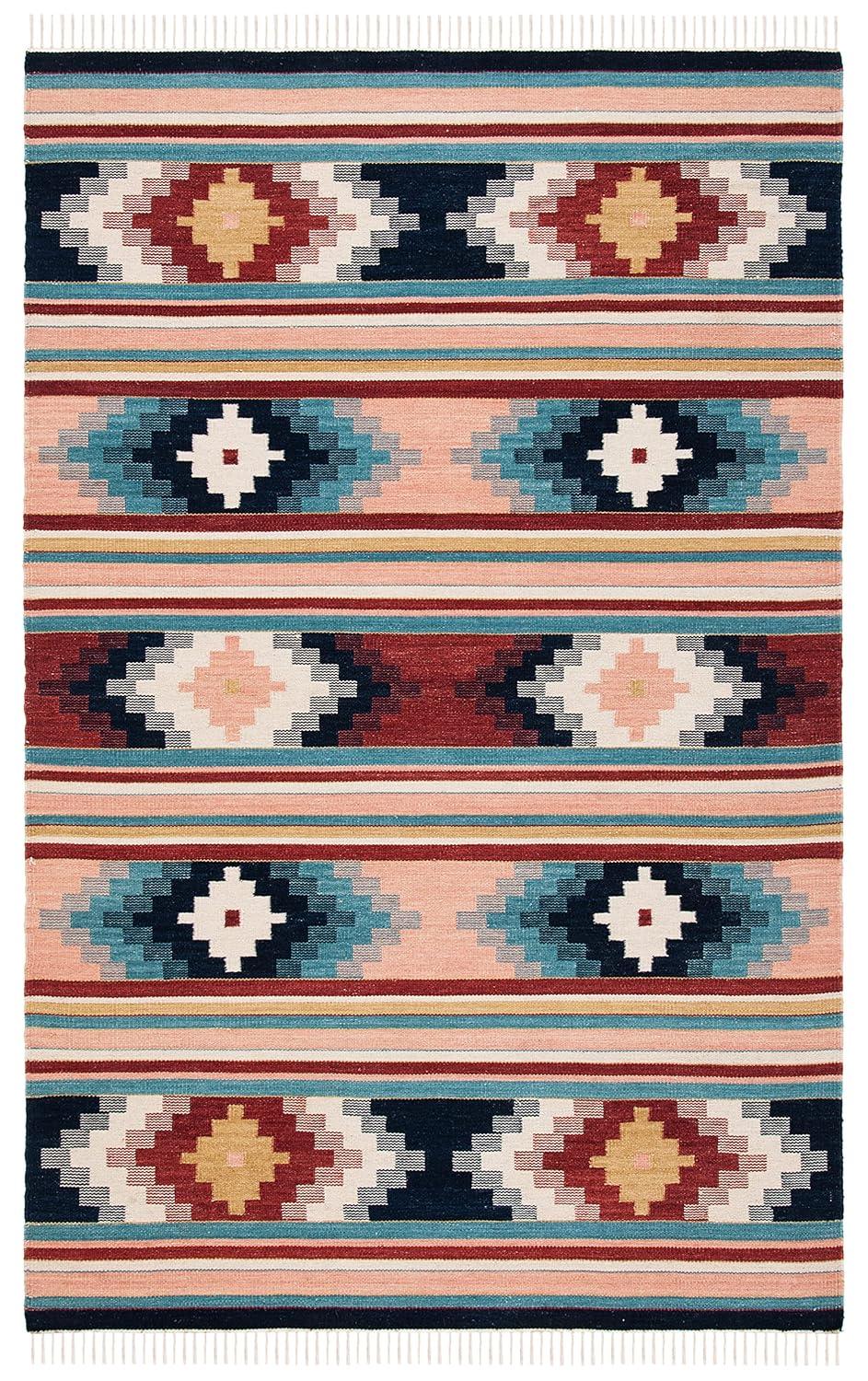 Kilim KLM713 Hand Woven Area Rug - Light Pink/Blue - 4'x6' - Safavieh.