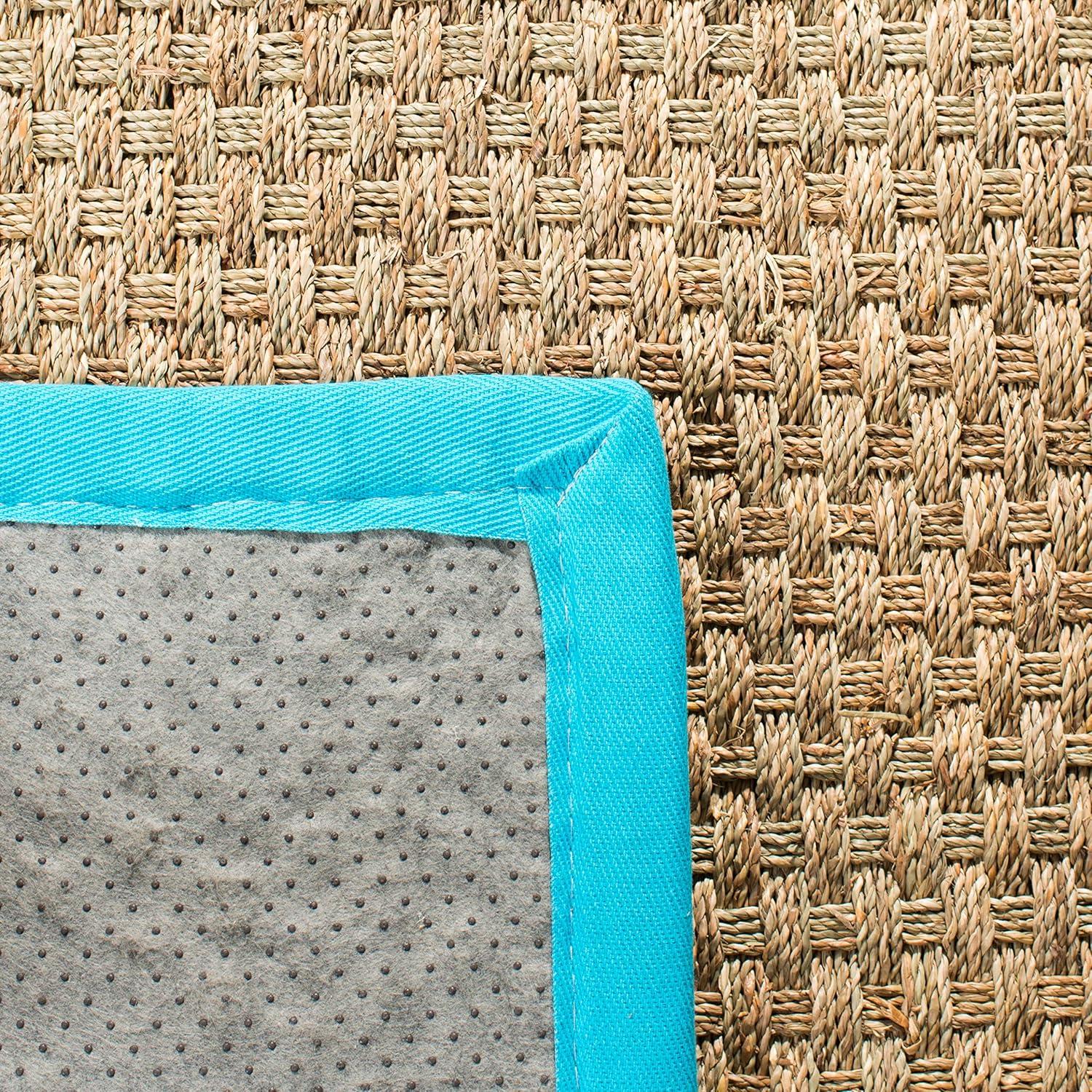 Natural Fiber NF114 Power Loomed Area Rug - Natural/Turquoise - 8'x10' - Safavieh.