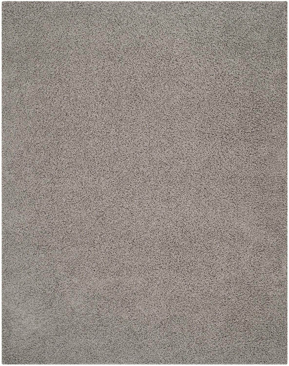 SAFAVIEH Athens Solid Plush Shag Area Rug, Light Grey, 9' x 12'