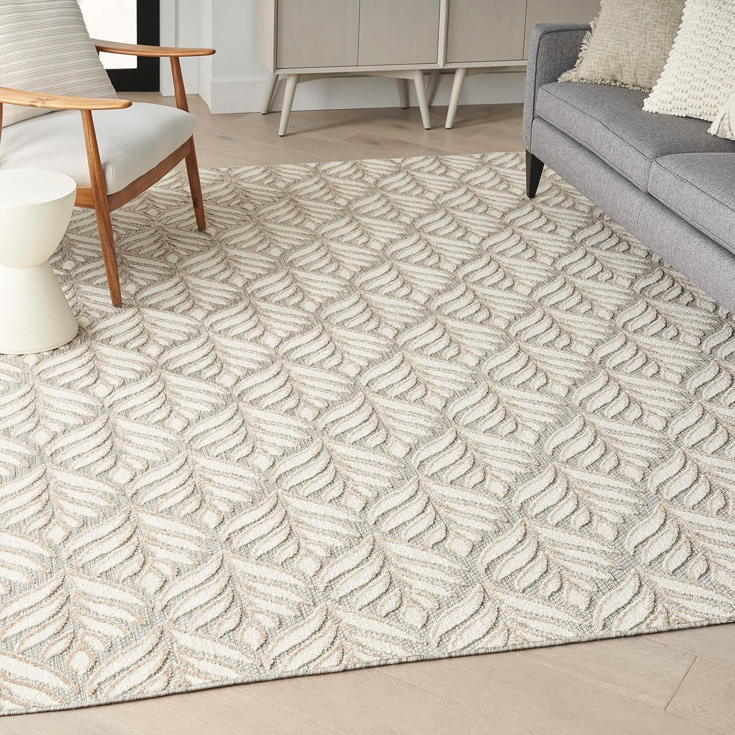 Silver Grey Synthetic 4' x 6' Easy-Care Rectangular Area Rug