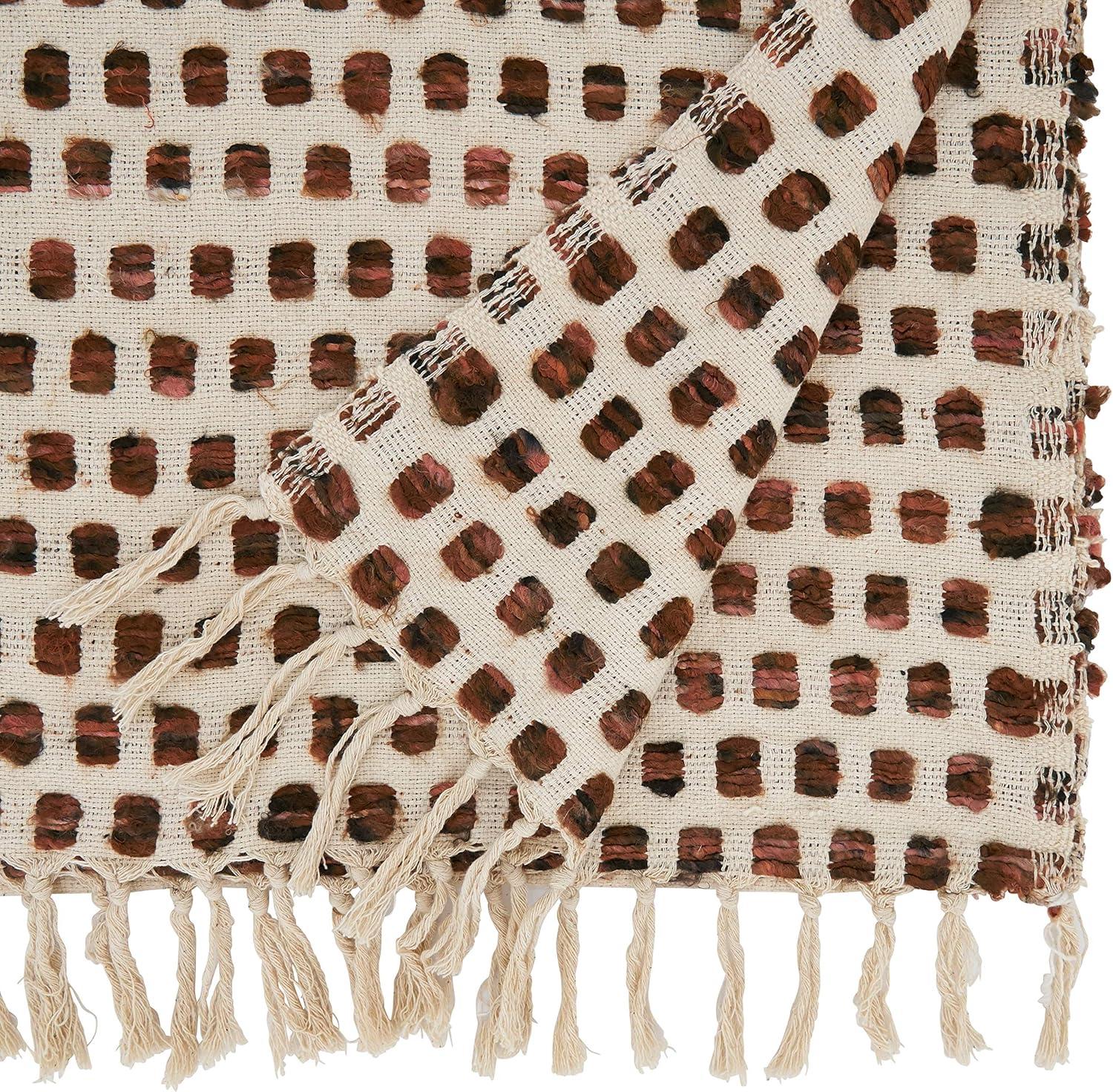 Earthy Woven Cotton Table Runner with Fringe