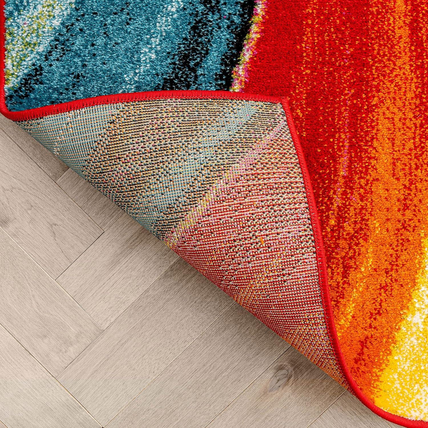 Well Woven Aurora Swirl Lines Modern Geometric Abstract Brush Stroke Painting Art Stripe 3'3" x 5' Multi Area Rug