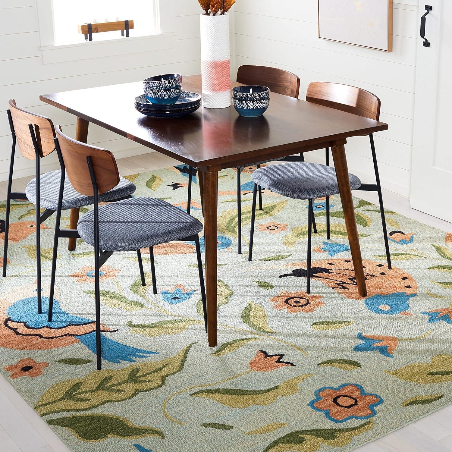 Blossom BLM676 Hand Hooked Area Rug - Sage/Multi - 4' round - Safavieh.