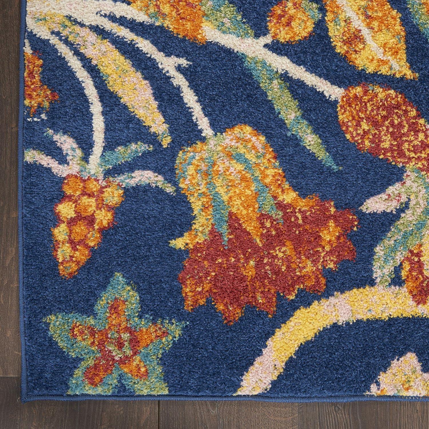 Nourison Allur Botanical Indoor Area Rug Navy Multicolor 5'3" x 7'3"