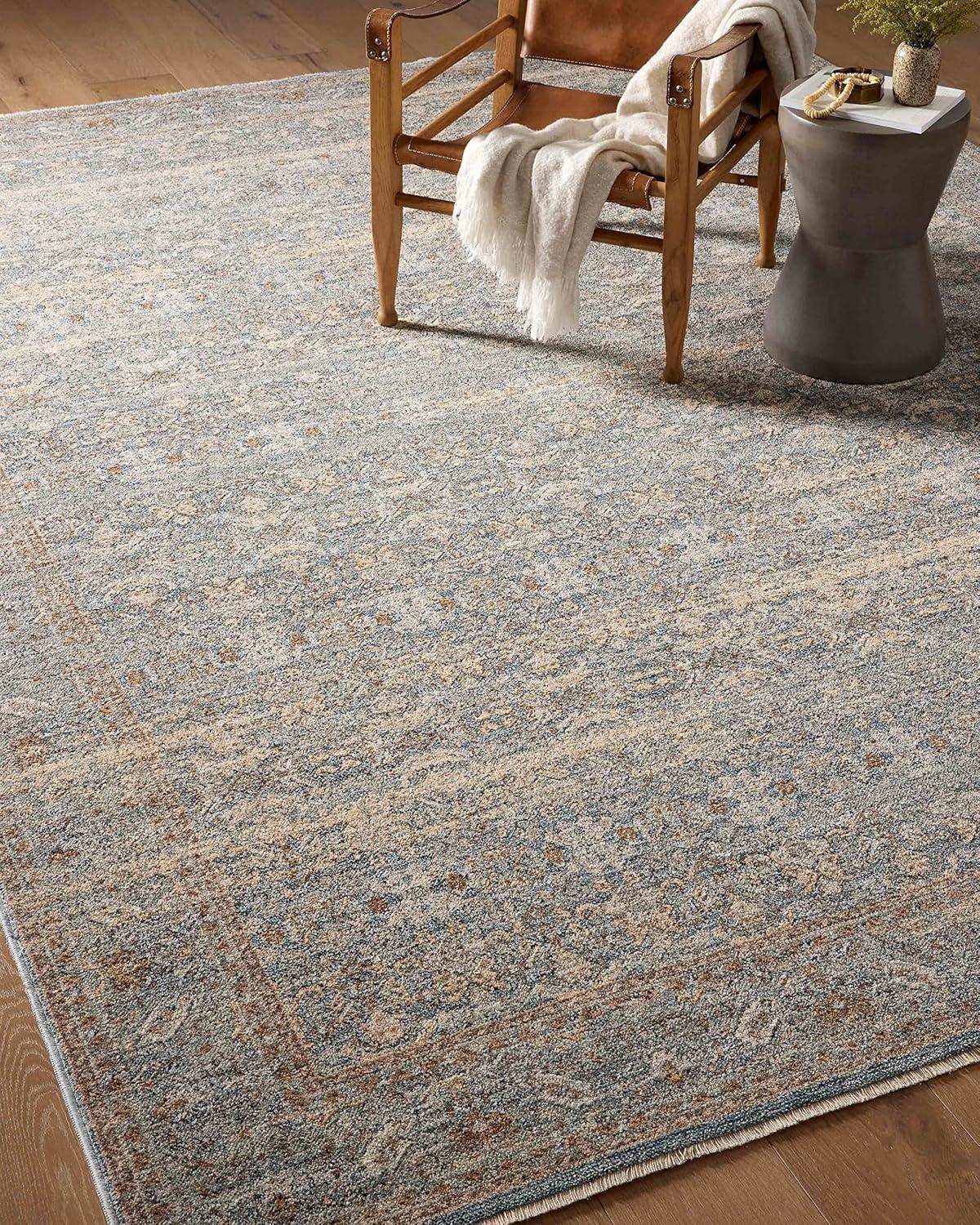 Blake Ocean and Mocha Distressed Synthetic Area Rug 11'-6" x 15'-7"