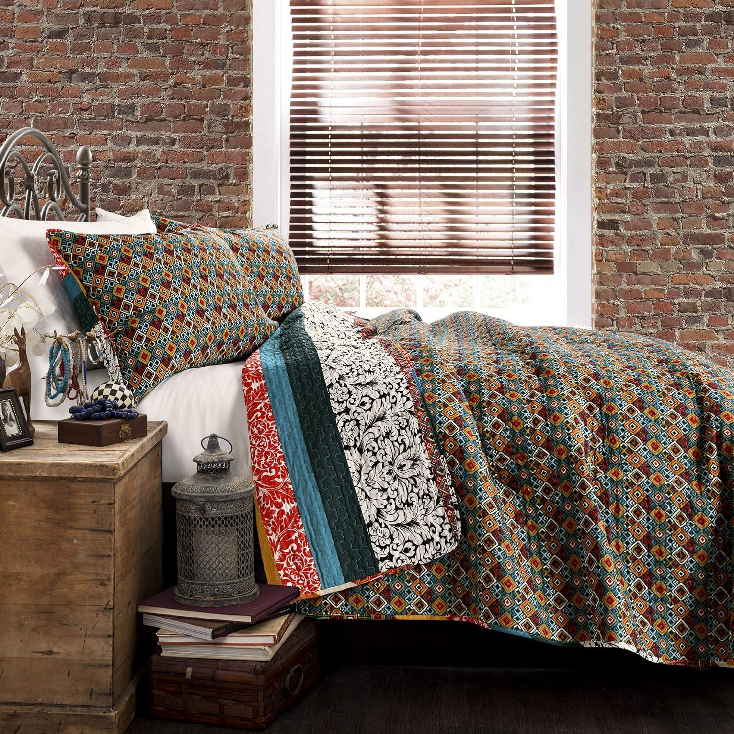 Lush Decor Boho Stripe Reversible Coverlet Set