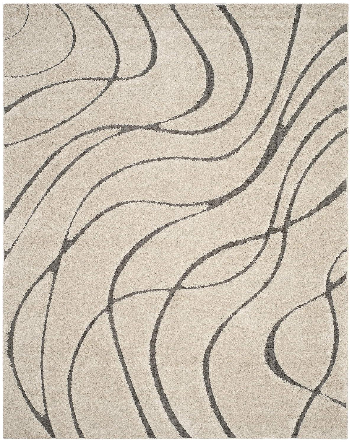SAFAVIEH Florida Tamzen Abstract Shag Area Rug, Cream/Grey, 9'6" x 13'