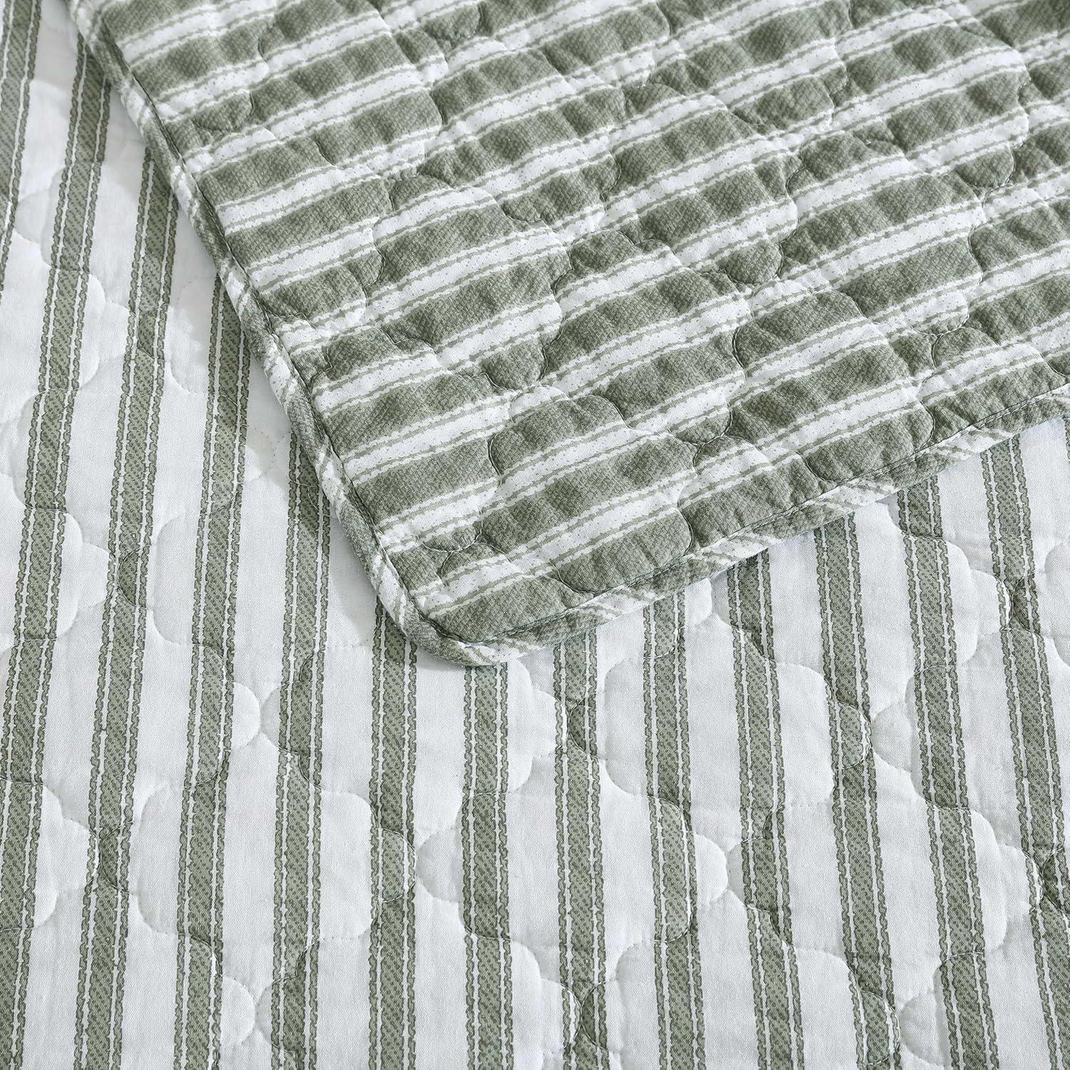 Stone Cottage Willow Way Ticking Striped Quilt Set Green