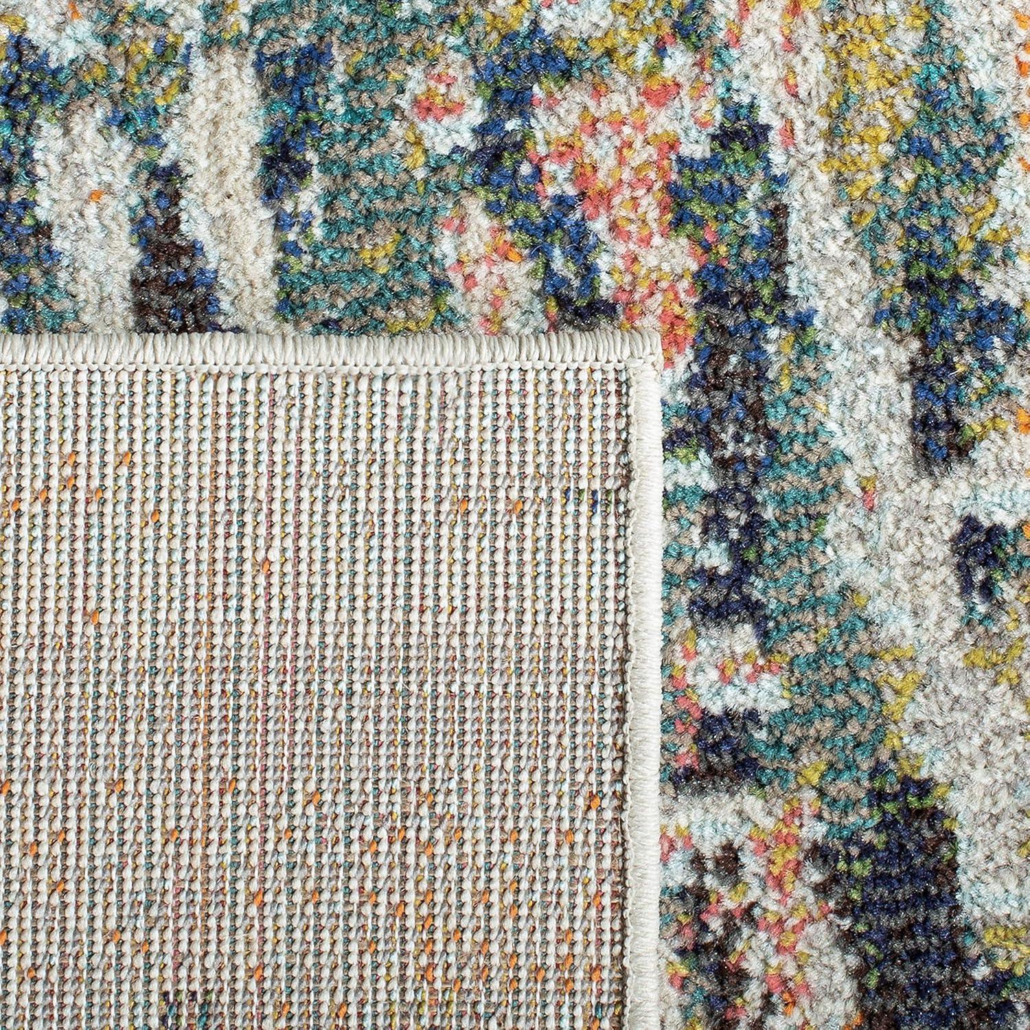 Madison MAD454 Power Loomed Indoor Area Rug - Beige/Navy - 5'x5' - Safavieh