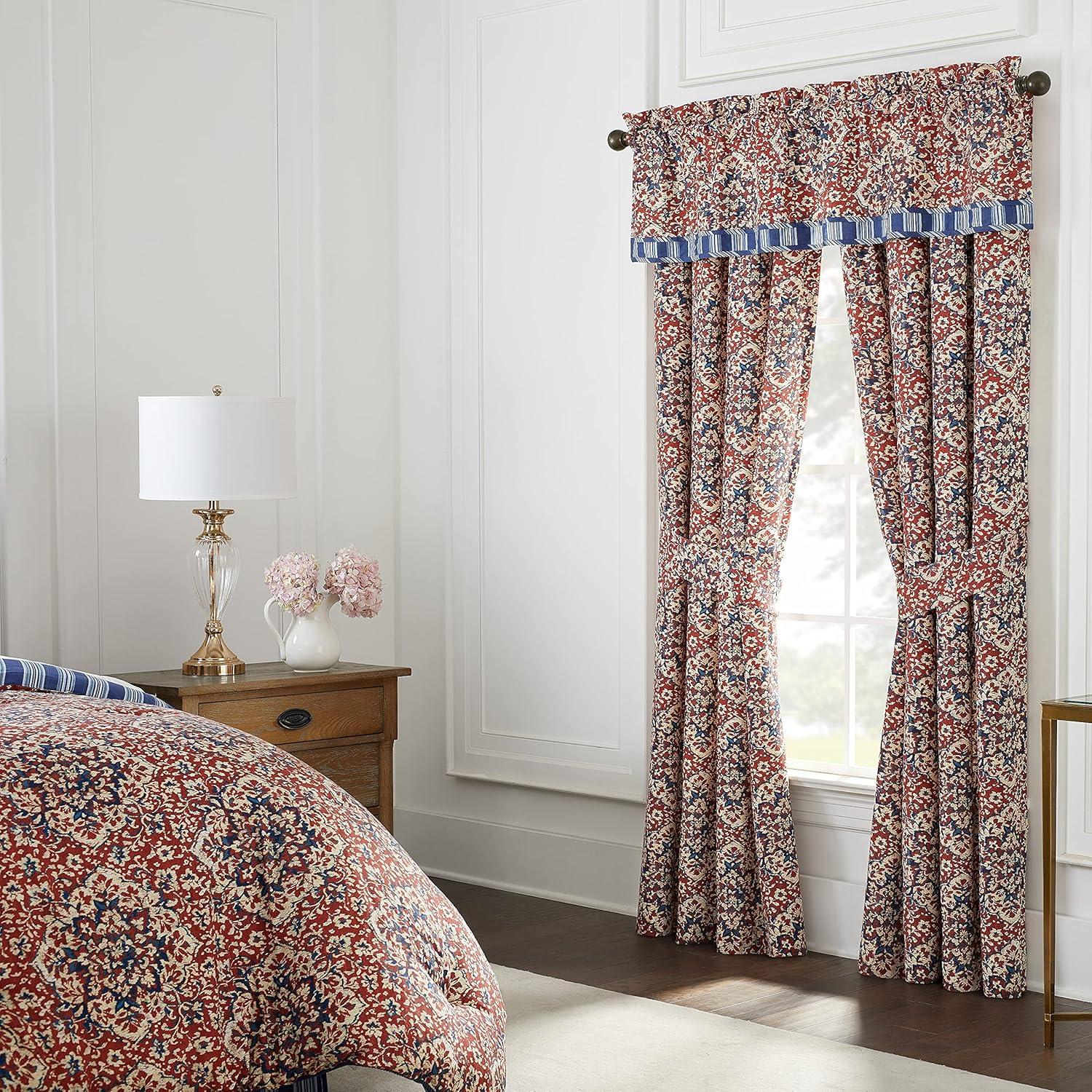 Waverly Tabriz Rod Pocket Light Filtering Curtain Valance, Set of 2, Laquer, 50 x 84