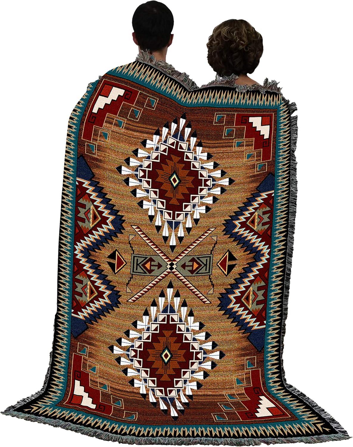 Southwest Native American Inspired Cotton Tapestry Throw Blanket