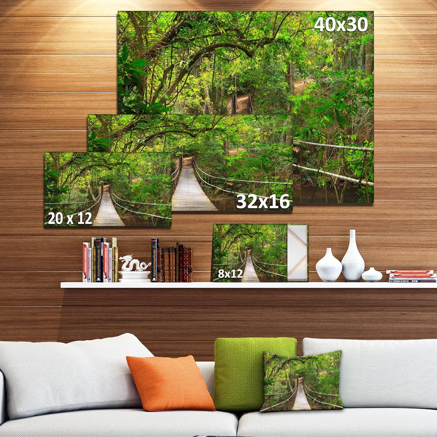 Designart 'Bridge to Jungle Thailand ' Landscape Photo Canvas Art Print