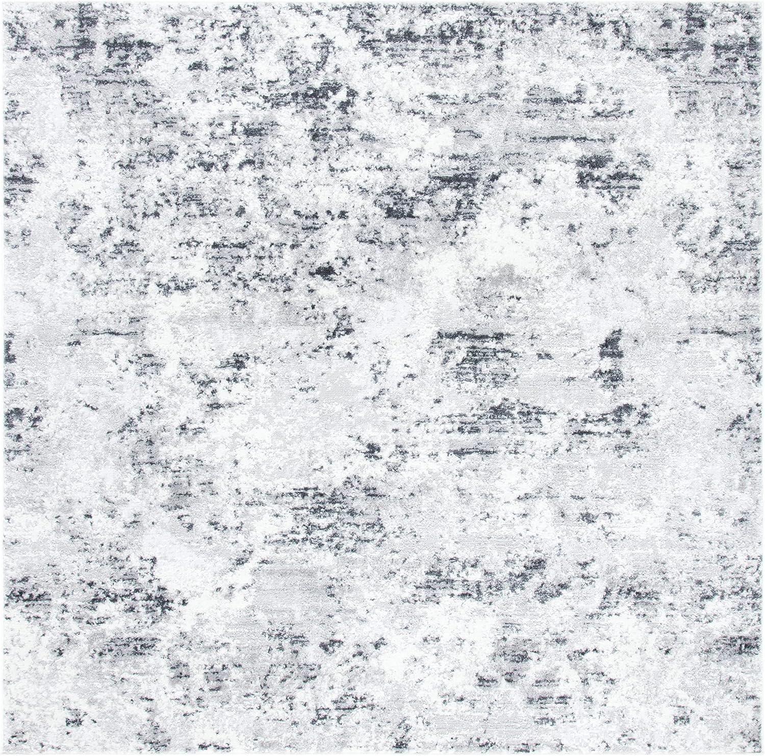 SAFAVIEH Amelia Alastar Abstract Distressed Area Rug, Grey/Ivory, 6'7" x 6'7" Square