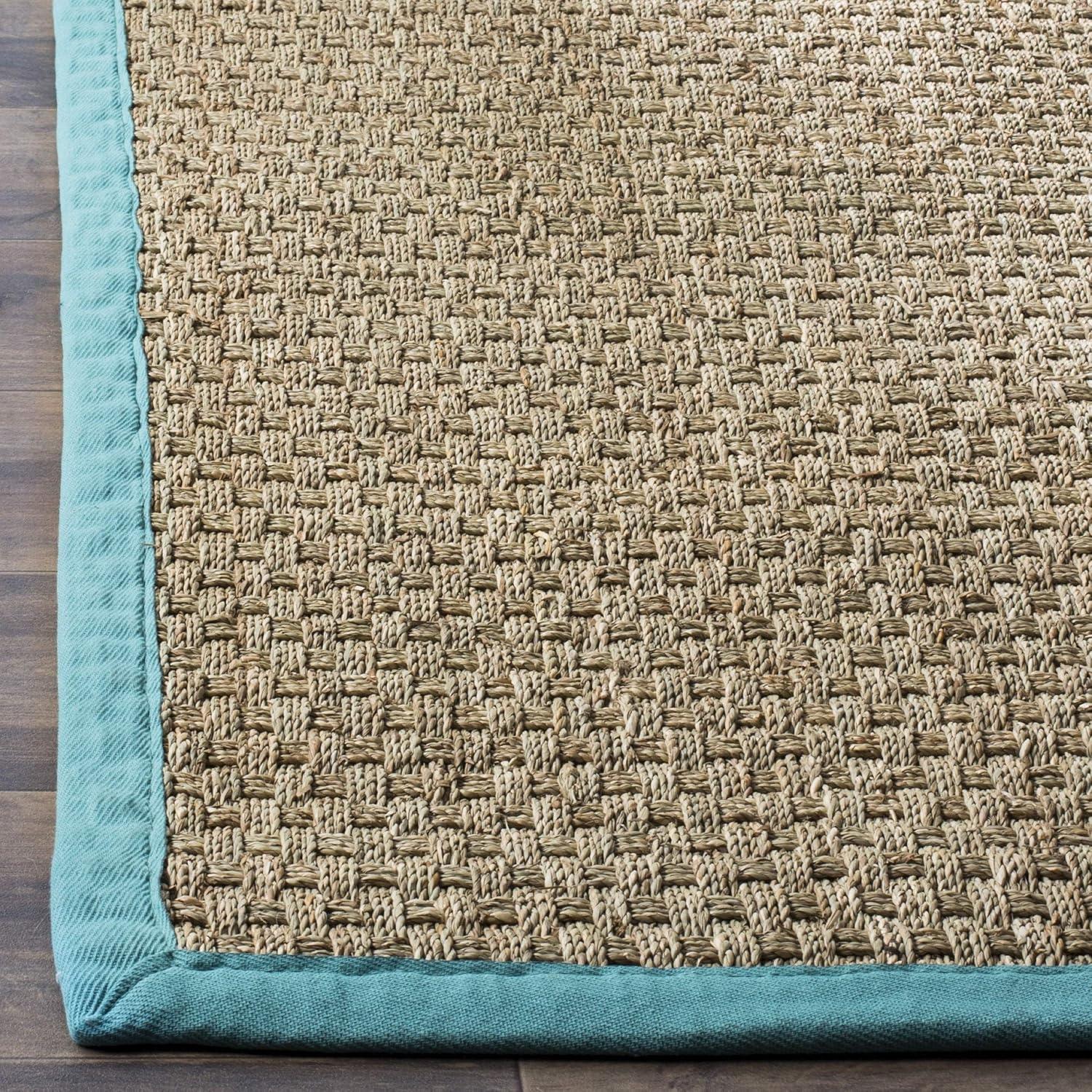 Natural Fiber NF114 Power Loomed Indoor Area Rug - Natural/Teal - 8' Round - Safavieh