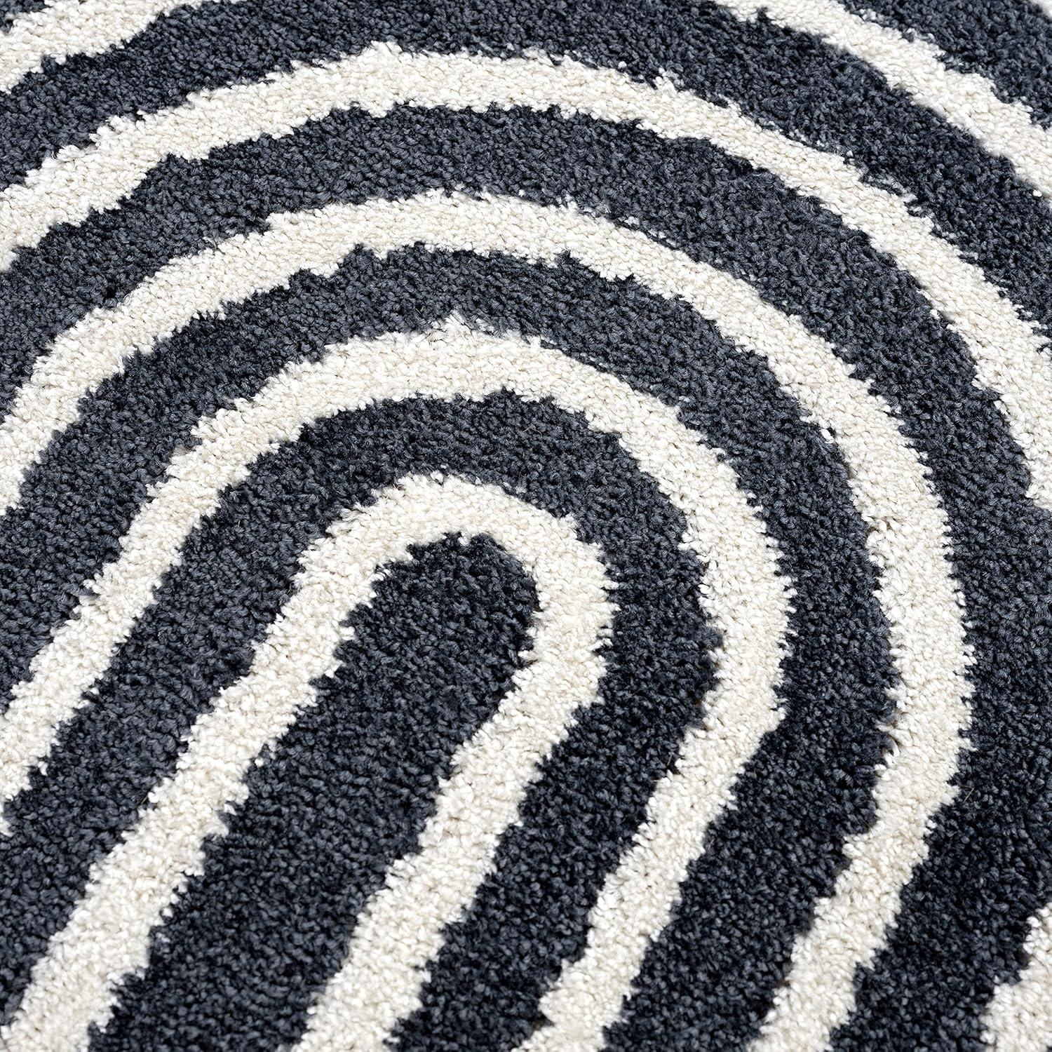 Abani Nuevo Collection Area Rug Mid Century Modern Bedroom Living Room Decor Floor Rug 6 x 9 Cream Charcoal